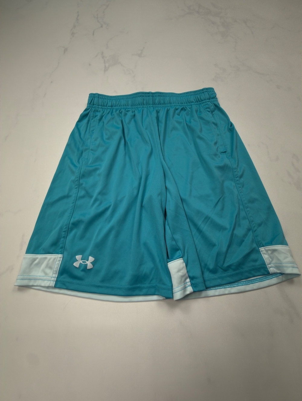 Under Armour Athletic Shorts Turquoise 2010s Sporty - Boys XL